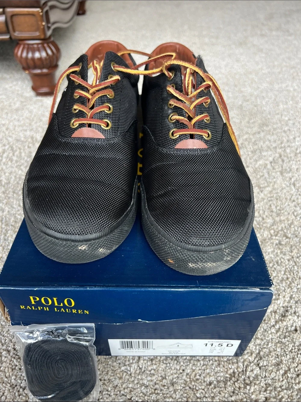 Polo by Ralph Lauren Men’s Black Canvas Low-Top Sneakers Size 11.5 D